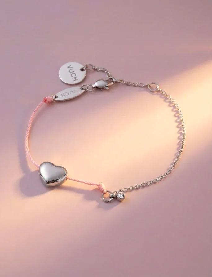 Karkötő Shiny Heart Pink